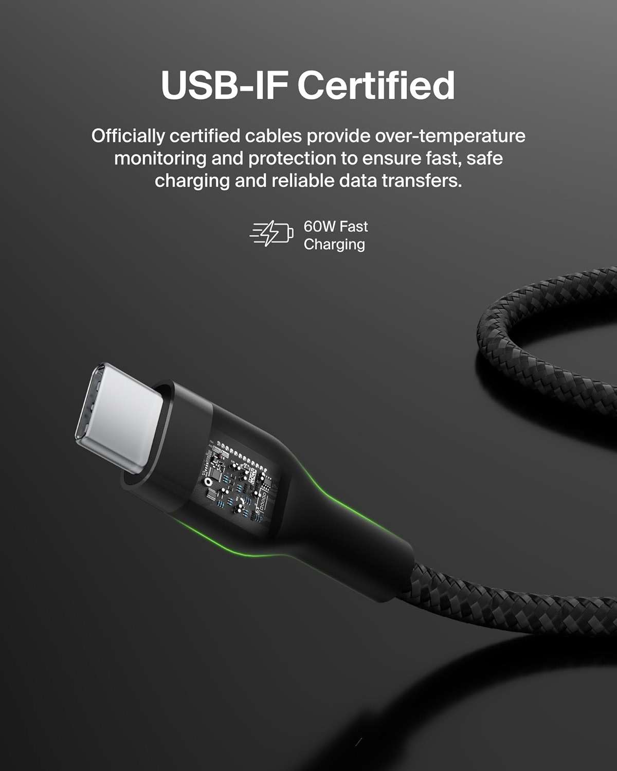 Belkin BoostCharge Pro Flex Braided USB-C to USB-C Charger Cable (2M/6.6ft), USB-IF Fast Charging Cable for iPhone 16 Series, Macbook Pro, iPad Pro, Galaxy S25, S24, Nintendo Switch 2 & More - Black - Image 5