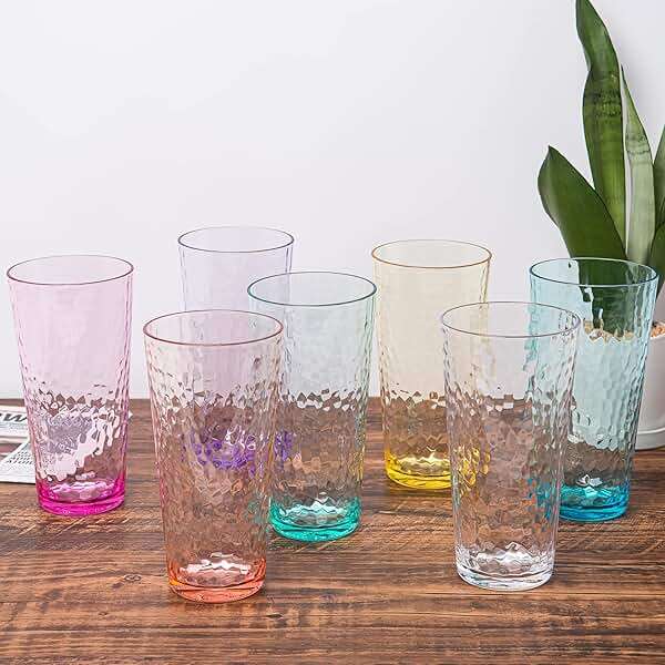 26-ounce Acrylic Highball Glasses Plastic Tumbler Larger Drinking Glasses, set of 6 Multicolor - Image 2