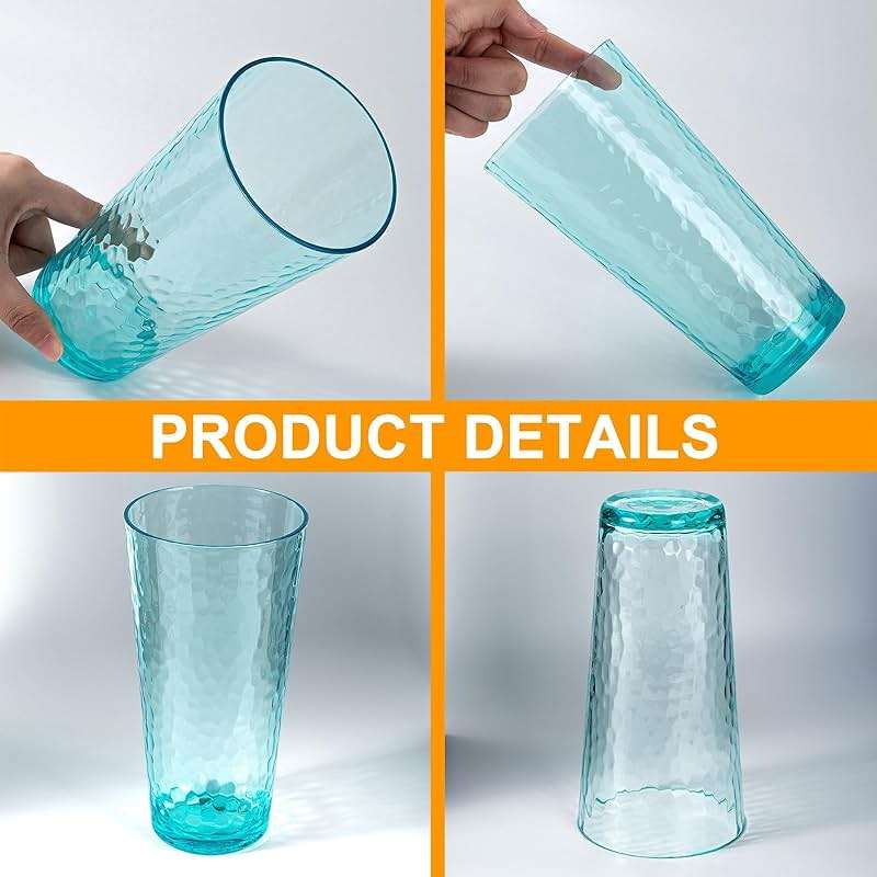 26-ounce Acrylic Highball Glasses Plastic Tumbler Larger Drinking Glasses, set of 6 Multicolor - Image 5