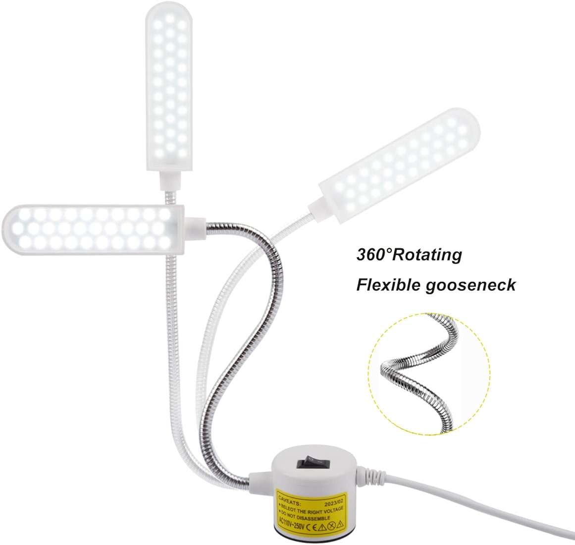 AUTIDEFY 30LEDs Sewing Machine Light, 6 Watt Portable Work Light, Flexible Gooseneck Lampe with Magnetic Base for Workbench Lathe Drill Press(White) (2 Pack) - Image 4
