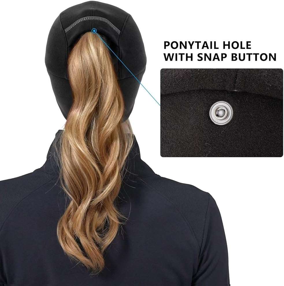 GADIEMKENSD Women's Winter Reflective Fleece Ponytail Hat with Drop Down Ear Warmer - Image 4