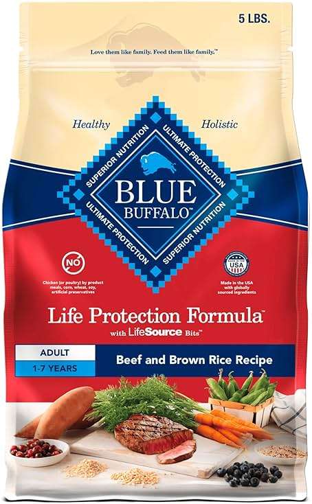 Blue Buffalo Life Protection Formula Beef & Brown Rice Adult Dry Dog Food, Supports Immunity with Antioxidant-Rich LifeSource Bits, Promotes Healthy Muscle Development, Skin & Coat Health, 5 lbs. - Image 1