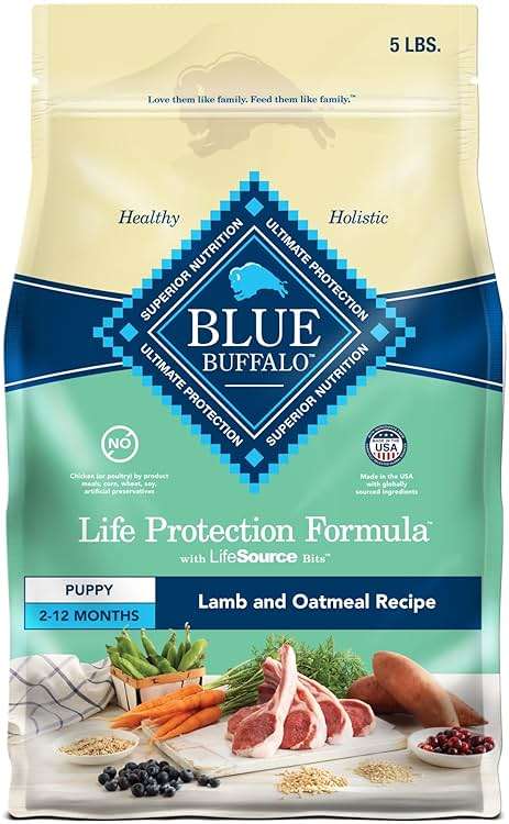 Blue Buffalo Life Protection Formula Lamb & Oatmeal Puppy Dry Dog Food with DHA & ARA, Supports Immunity with Antioxidant-Rich LifeSource Bits, Promotes Healthy Muscles & Strong Bones, 5 lbs. - Image 1