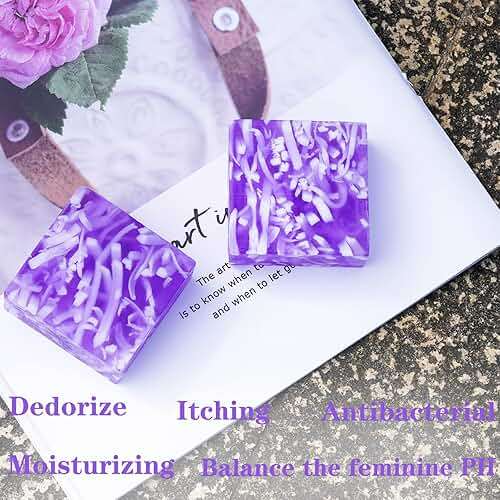 2 PCS Yoni Soap Bars for Women, 100% Handmade Natural PH Balanced & V Cleansing Bar Soap for Women, Natural Soap Bar with Bubble Foam Net, Bath Wash Odor Remover 3.53oz/100g (purple) - Image 3