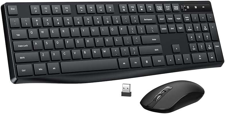 Wireless Keyboard and Mouse Combo, Lovaky 2.4G Full-Sized Ergonomic Keyboard Mouse, 3 DPI Adjustable Cordless USB Keyboard and Mouse, Quiet Click for Computer/Laptop/Windows/Mac (1 Pack, Black) - Image 1