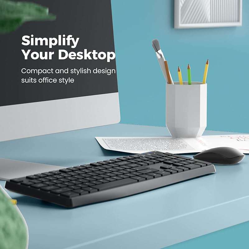 Wireless Keyboard and Mouse Combo, Lovaky 2.4G Full-Sized Ergonomic Keyboard Mouse, 3 DPI Adjustable Cordless USB Keyboard and Mouse, Quiet Click for Computer/Laptop/Windows/Mac (1 Pack, Black) - Image 4