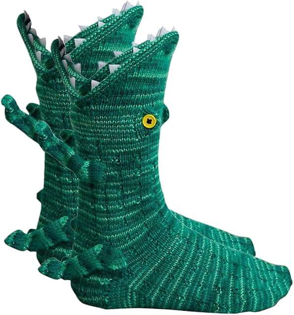 Linzhouzhiguang Unisex Novelty Shark Crocodile Shape Knit Socks - Winter Home Warm Floor Socks - Image 2