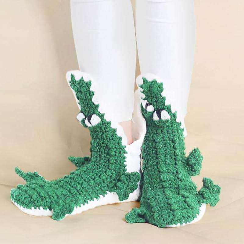 Linzhouzhiguang Unisex Novelty Shark Crocodile Shape Knit Socks - Winter Home Warm Floor Socks - Image 4