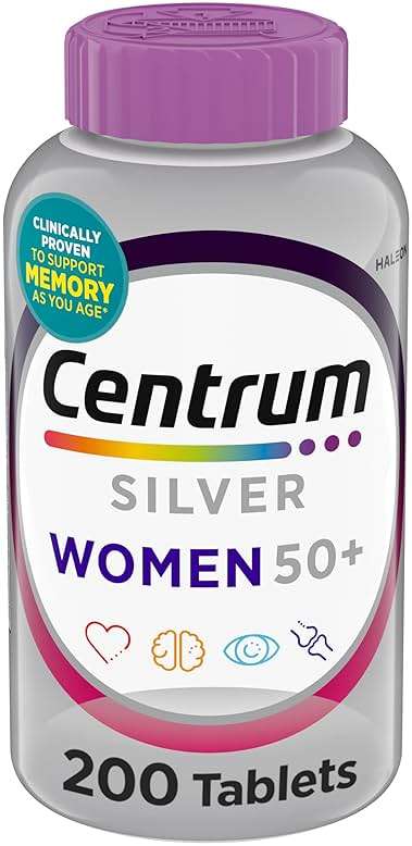 Centrum Silver Women's Multivitamin for Women 50 Plus, Multivitamin/Multimineral Supplement with Vitamin D3, B Vitamins, Non-GMO Ingredients, Supports Memory and Cognition in Older Adults - 200 Ct - Image 1