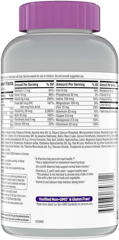 Centrum Silver Women's Multivitamin for Women 50 Plus, Multivitamin/Multimineral Supplement with Vitamin D3, B Vitamins, Non-GMO Ingredients, Supports Memory and Cognition in Older Adults - 200 Ct - Image 13