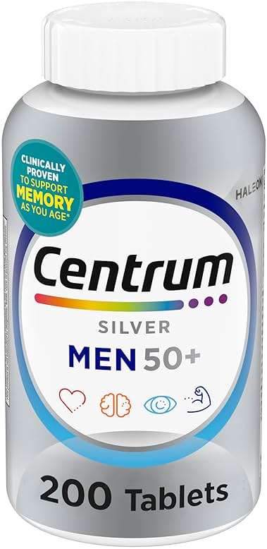 Centrum Silver Men's 50+ Multivitamin with Vitamin D3, B-Vitamins, Zinc for Memory and Cognition - 200 Tablets - Image 1
