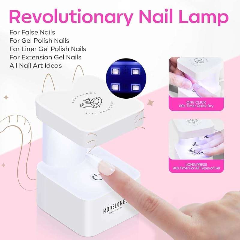 modelones X Nail Gel Kit, Fake Nails Long Coffin, 9-in-One Glue Prep Dehydrator & Portable Mini U V Light Acrylic Clipper, 500Pcs Coffin Tips for Extension Kit DIY Salon Home Gifts for Women - Image 4
