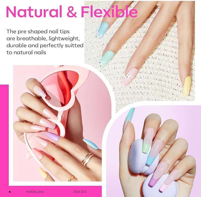modelones X Nail Gel Kit, Fake Nails Long Coffin, 9-in-One Glue Prep Dehydrator & Portable Mini U V Light Acrylic Clipper, 500Pcs Coffin Tips for Extension Kit DIY Salon Home Gifts for Women - Image 7