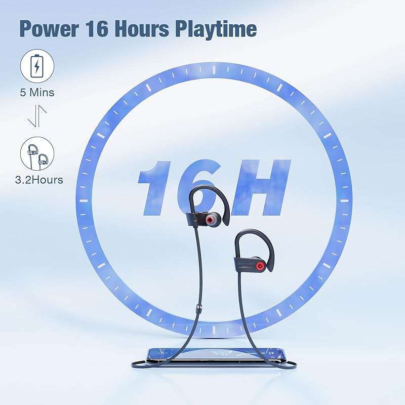 Boean Bluetooth Headphones, Wireless Headphones with 16 Hours Playtime Bluetooth 5.3 Wireless Earbuds HD Stereo Sound IPX7 Waterproof Earphones AI Music Generation Workout Headset for Running Sports - Image 4