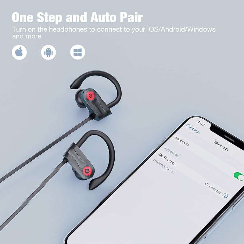 Boean Bluetooth Headphones, Wireless Headphones with 16 Hours Playtime Bluetooth 5.3 Wireless Earbuds HD Stereo Sound IPX7 Waterproof Earphones AI Music Generation Workout Headset for Running Sports - Image 5