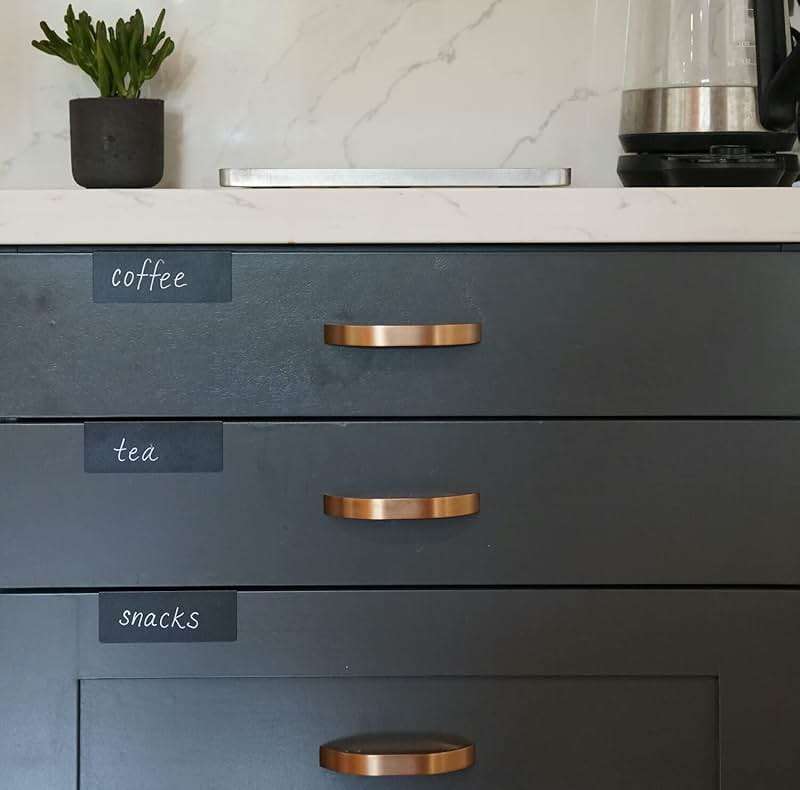 Clip-On Metal Cabinet and Drawer Labels – Reusable Chalkboard Labels for Kitchen, Bathroom, Dresser Drawers. Durable. Polished Edge. No Residue. - Image 4