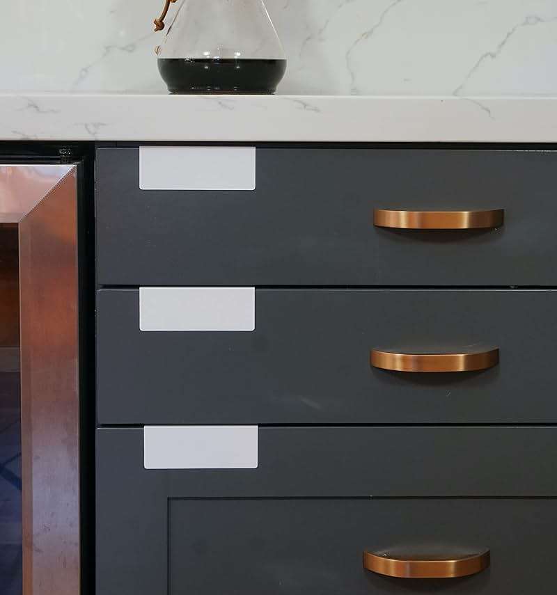 Clip-On Metal Cabinet and Drawer Labels – Reusable Chalkboard Labels for Kitchen, Bathroom, Dresser Drawers. Durable. Polished Edge. No Residue. - Image 5