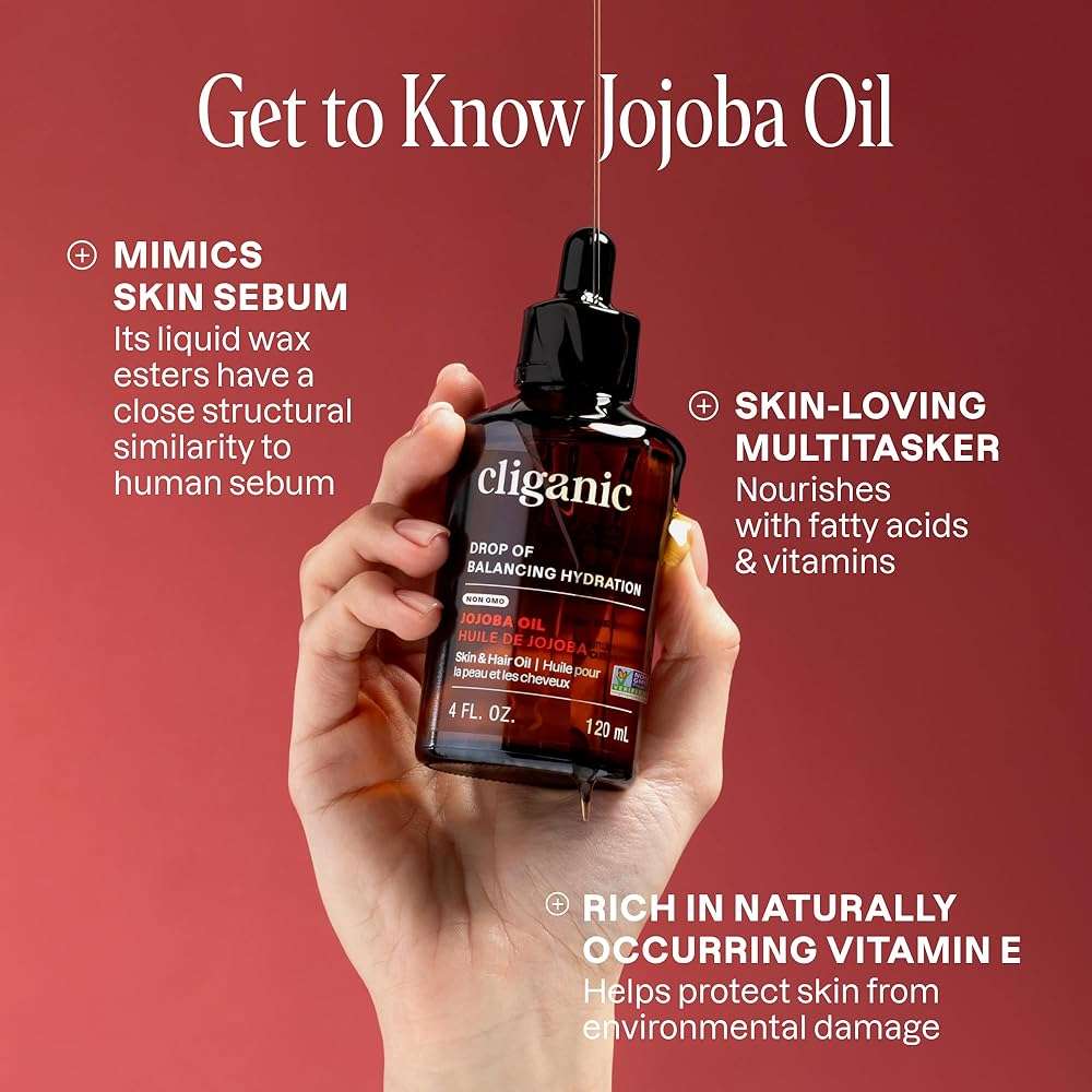 Cliganic Non-GMO Jojoba Oil Bulk 32oz, 100% Pure - Natural Cold Pressed Unrefined Hexane Free Oil for Hair & Face - Image 2