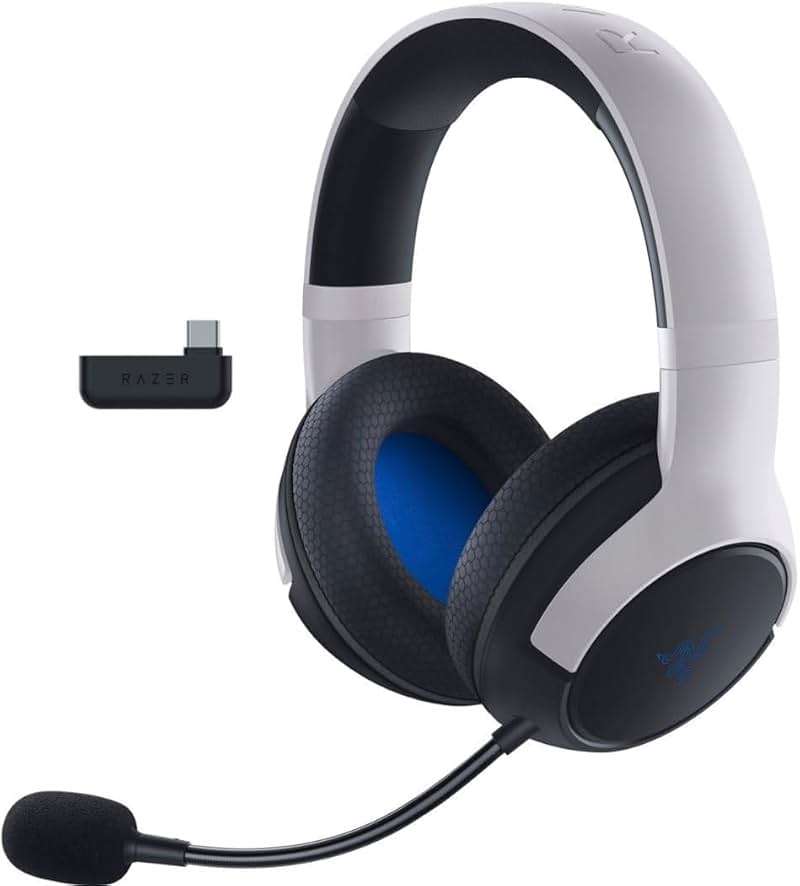 Razer Kaira Dual Wireless Gaming Headset for PlayStation 5 / PS5, PC, Mobile, PS4: Triforce 50mm Drivers - HyperClear Cardioid Mic - 2.4GHz and Bluetooth w/SmartSwitch - EQ Toggle - White/Black - Image 1