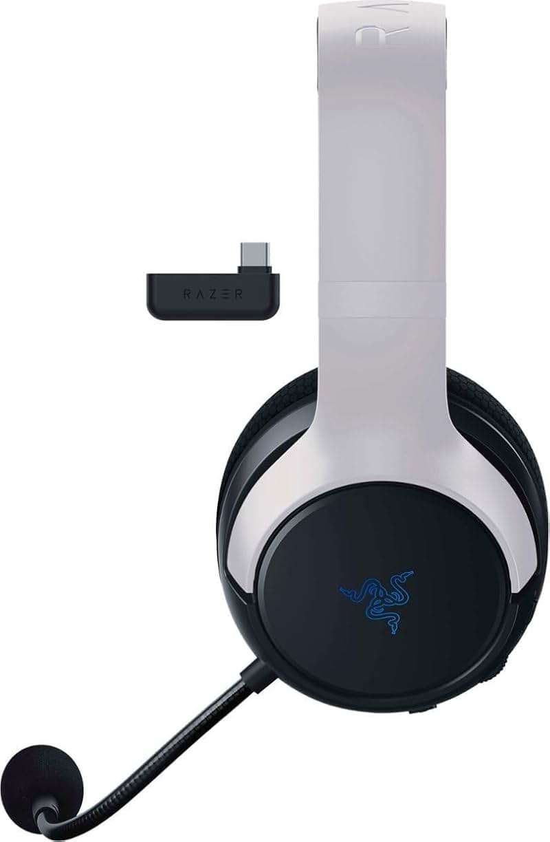 Razer Kaira Dual Wireless Gaming Headset for PlayStation 5 / PS5, PC, Mobile, PS4: Triforce 50mm Drivers - HyperClear Cardioid Mic - 2.4GHz and Bluetooth w/SmartSwitch - EQ Toggle - White/Black - Image 3