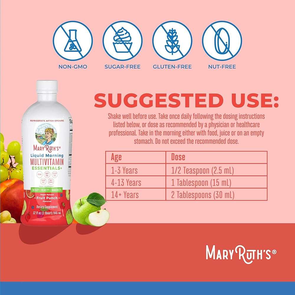 MARYRUTH'S Liquid Morning Multivitamin (Fruit Punch) & Liquid Nighttime Multimineral (Cranberry) | Clean Label Project Verified® | Vegan Vitamins for Energy, Bedtime, & Overall Health - Image 4