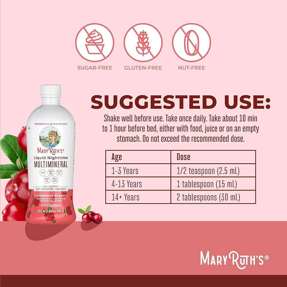 MARYRUTH'S Liquid Morning Multivitamin (Fruit Punch) & Liquid Nighttime Multimineral (Cranberry) | Clean Label Project Verified® | Vegan Vitamins for Energy, Bedtime, & Overall Health - Image 5