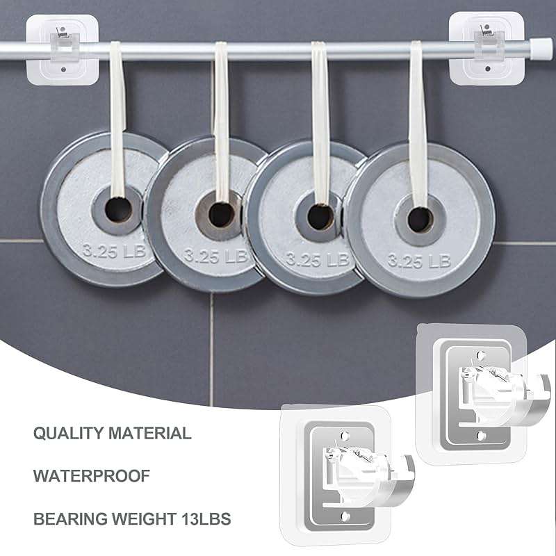 Codoule Self Adhesive No Drill Adjustable Curtain Rod Holder Hooks Brackets, Nail Free, No Drilling Hangers for Bathroom, Kitchen, Home, Bathroom and Hotel, Transparent, 8PCS - Image 5