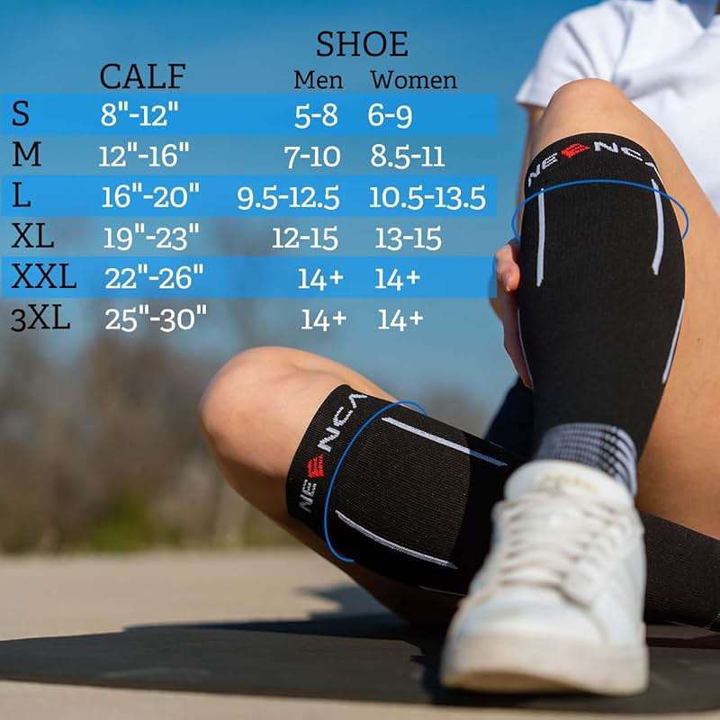 NEENCA Compression Socks, Medical Athletic Calf Socks for Injury Recovery & Pain Relief, Sports Protection—1 Pair, 20-30 mmhg - Image 6