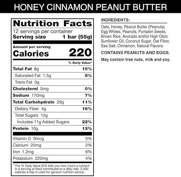 RXBAR Nut Butter and Oat Protein Bars, Protein Snacks, Snack Bars, Honey Cinnamon Peanut Butter, 23.2oz Box (12 Count) - Image 2