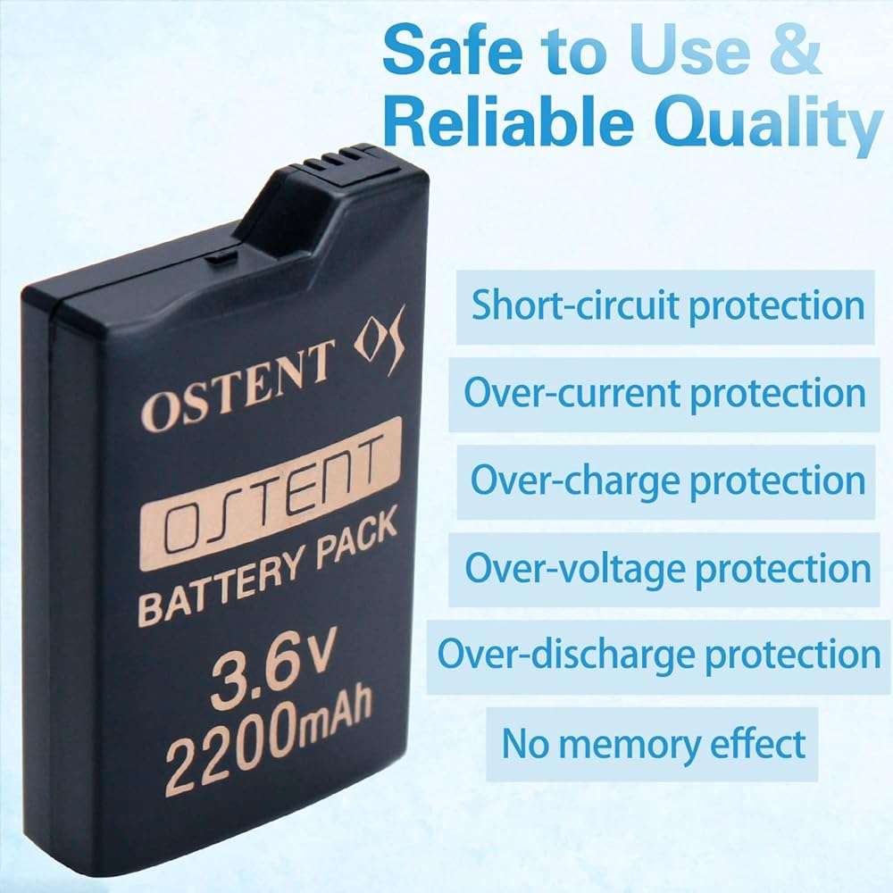 OSTENT Upgraded Version Real 2200mAh 3.6V Lithium Ion Li-ion Polymer Rechargeable Battery Replacement for Sony PSP 1000 PSP-280 Console Video Games - Image 3