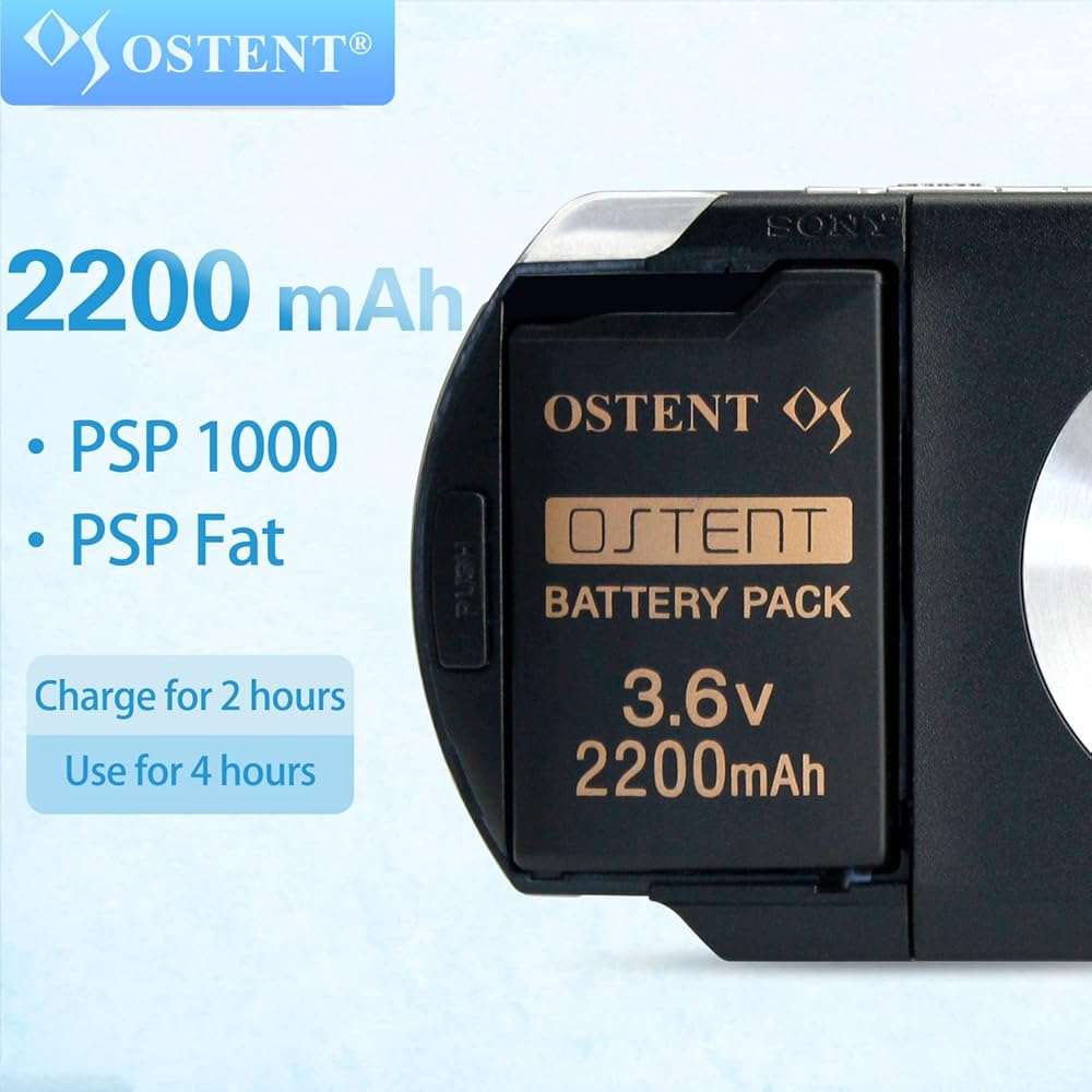OSTENT Upgraded Version Real 2200mAh 3.6V Lithium Ion Li-ion Polymer Rechargeable Battery Replacement for Sony PSP 1000 PSP-280 Console Video Games - Image 4