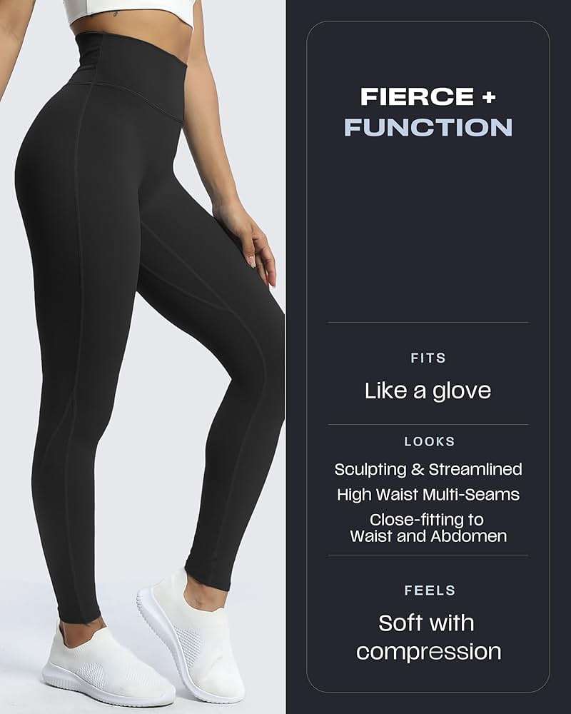 Aoxjox High Waisted Workout Leggings for Women Trinity Yoga Pants 26.5" - Image 3