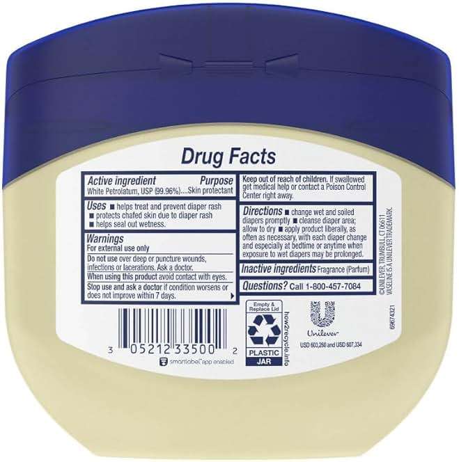 Vaseline Healing Jelly Baby, 2-Pack – Hypoallergenic Moisturizer for Baby Care, Diaper Rash, Sensitive and Dry Skin, Baby Powder Scent, 13 Oz Ea - Image 7
