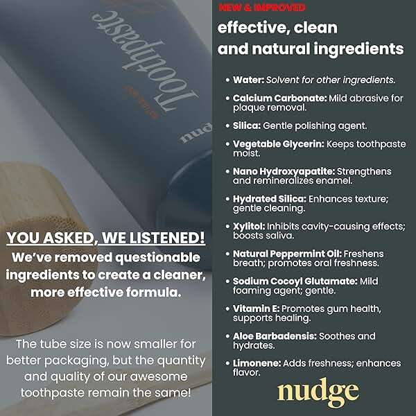 Nudge 10% Nano Hydroxyapatite Toothpaste, Rod-Shaped nHA for Maximum Enamel Contact, Natural Whitening, Fluoride Free & SLS Free, Natural Mint, 4.5 oz - Image 2