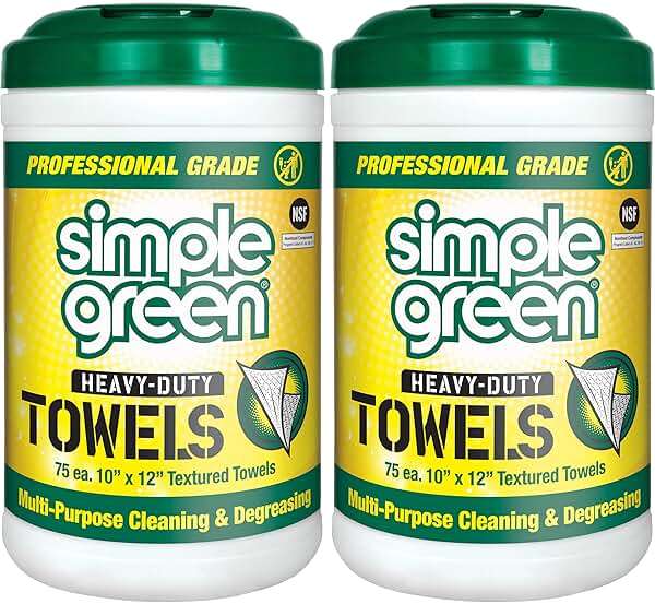 Simple Green Professional Grade Heavy-Duty Cleaning and Degreasing Towels, All-Purpose Cleaning Wipes, 75 count (Pack of 2) - Image 1