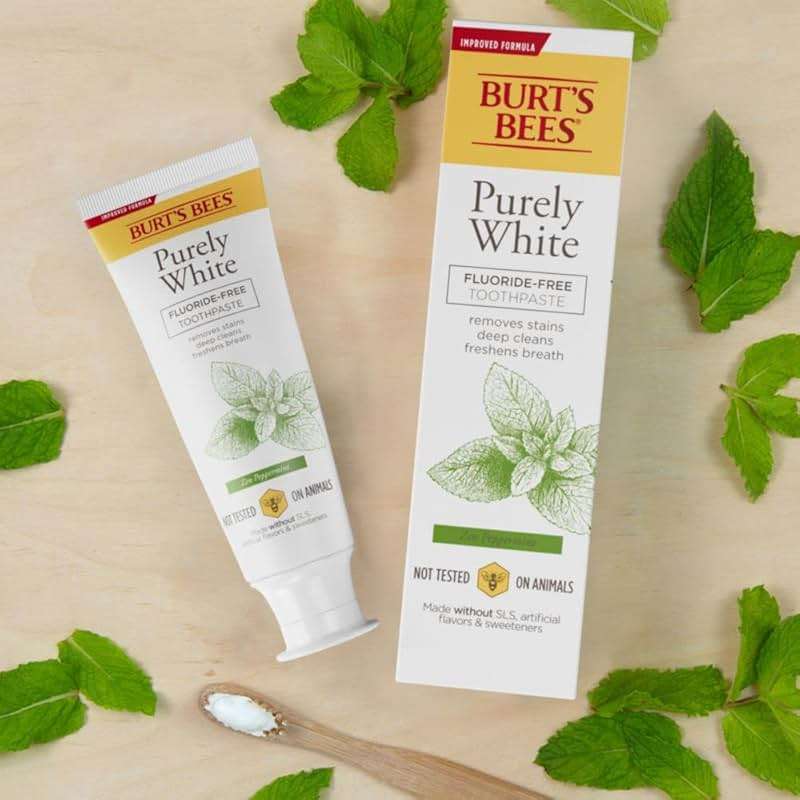 Burt's Bees Toothpaste, Natural Flavor, Fluoride-Free, Purely White, Zen Peppermint, 4.7 oz, Pack of 3 - Image 5