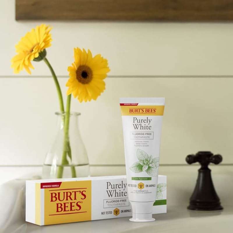 Burt's Bees Toothpaste, Natural Flavor, Fluoride-Free, Purely White, Zen Peppermint, 4.7 oz, Pack of 3 - Image 7