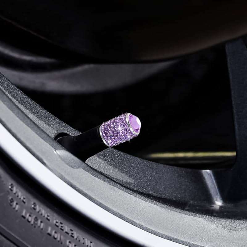 Bling Tire Stem Valve Caps, Crystal Tire Caps Shinny Rhinestone Universal Car Dustproof Tire Valve Caps for Car SUV Motorcycle Bicycle Truck (Purple) - Image 5