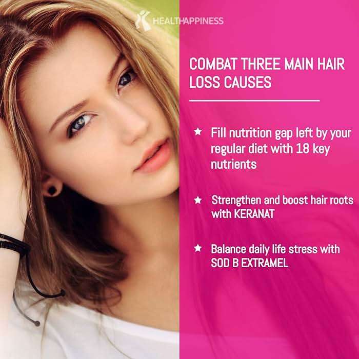 UpNourish Hair Growth Vitamins for Women - Proven Hair Supplement with KERANAT, DHT Blocker PHYTOPIN, Biotin 5000 mcg & SOD, Hair Vitamins for Faster Hair Growth, Hair Loss & Thinning Hair - 90 ct - Image 2
