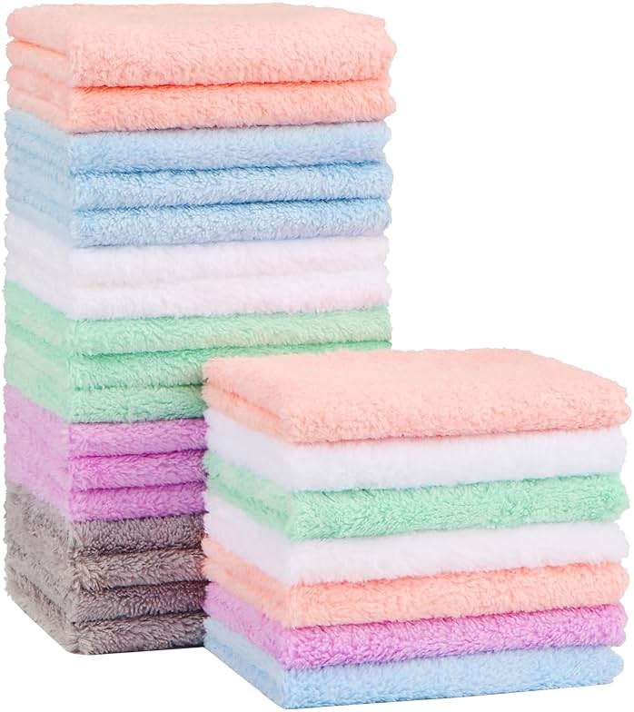 Orighty Baby Washcloths 24-Pack(7''x9''), Microfiber Coral Fleece Baby Towels, Super Soft and Absorbent Wash Cloths for Newborns, Infants and Toddlers, Gentle on Delicate Skin for Face Hands and Body - Image 1