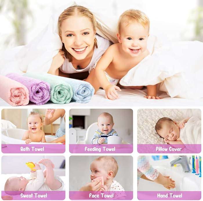 Orighty Baby Washcloths 24-Pack(7''x9''), Microfiber Coral Fleece Baby Towels, Super Soft and Absorbent Wash Cloths for Newborns, Infants and Toddlers, Gentle on Delicate Skin for Face Hands and Body - Image 4