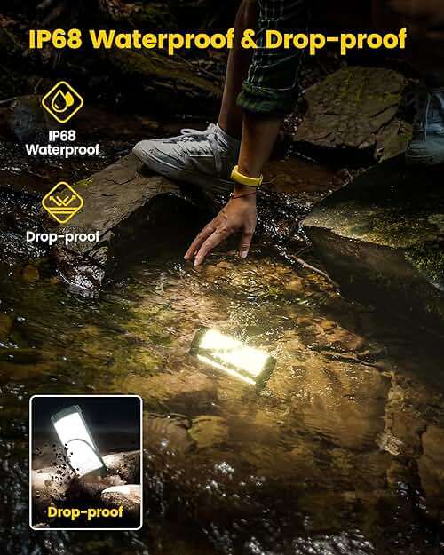 Glocusent 106 LED Camping Lights, Up to 80Hrs, 5000mAh Camping Lantern Rechargeable with 5 Brightness 3 Modes & SOS, IP68 Waterproof, Max 1200LM, Lanterns for Power Outages Hiking Emergency Hurricane - Image 5