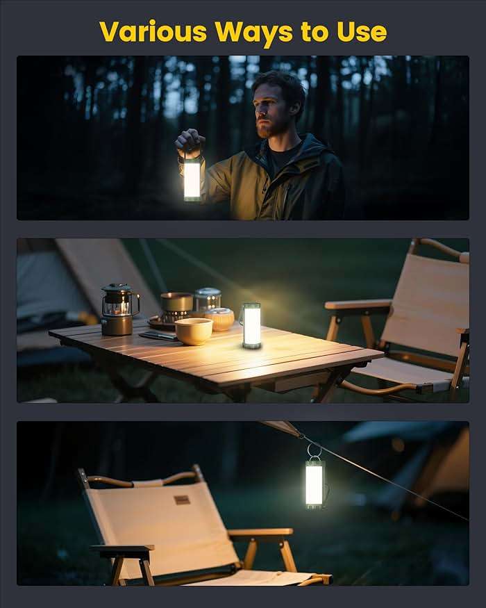 Glocusent 106 LED Camping Lights, Up to 80Hrs, 5000mAh Camping Lantern Rechargeable with 5 Brightness 3 Modes & SOS, IP68 Waterproof, Max 1200LM, Lanterns for Power Outages Hiking Emergency Hurricane - Image 7