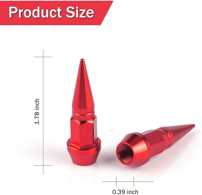 SINGARO 45mm Spiked Aluminum Stem Valve Caps,4PCS Dustproof Tire Wheel Stem Caps for Cars,SUVs,Trucks Bicycles and Motorcycles(Red) - Image 3