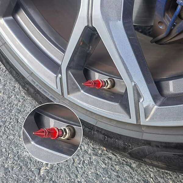 SINGARO 45mm Spiked Aluminum Stem Valve Caps,4PCS Dustproof Tire Wheel Stem Caps for Cars,SUVs,Trucks Bicycles and Motorcycles(Red) - Image 5