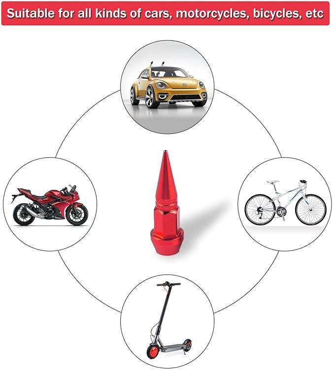 SINGARO 45mm Spiked Aluminum Stem Valve Caps,4PCS Dustproof Tire Wheel Stem Caps for Cars,SUVs,Trucks Bicycles and Motorcycles(Red) - Image 6