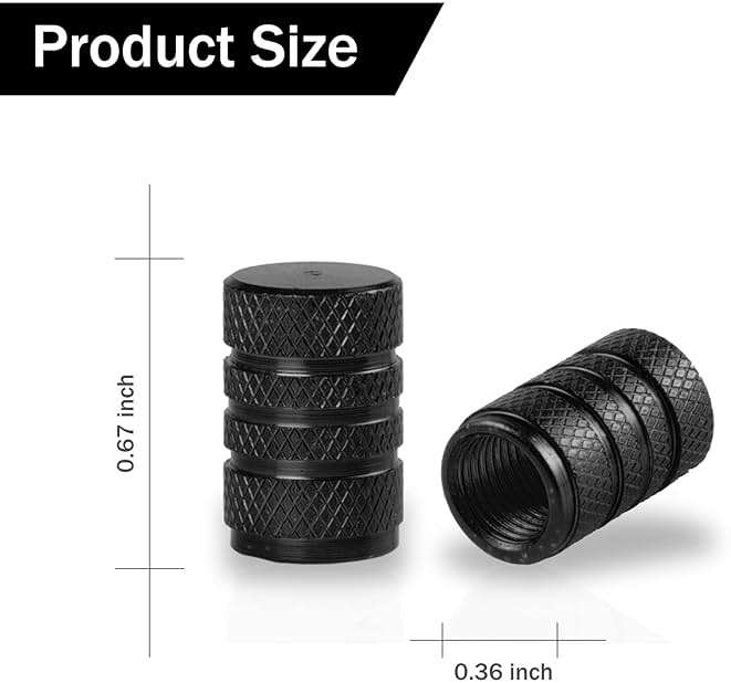 SINGARO 12PCS Tire Valve Stem Caps, Car Exterior Accessories, Aluminum Alloy Tire Valve Cap Set, Corrosion Resistant Leak-Proof Universal for Cars, Trucks, Motorcycles and Bicycles (Black) - Image 2