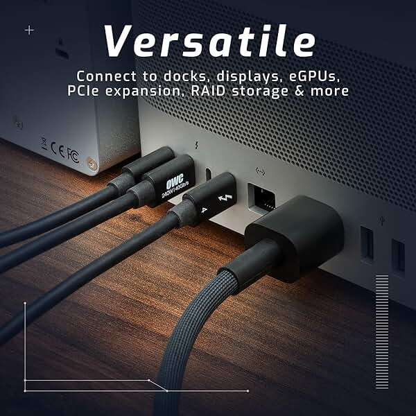 OWC 28-Inch Thunderbolt 4 and USB-C Cable with 40 GBPS Data Transfer, 240W Power Charging and 8K Video Capability (Black) - Image 4