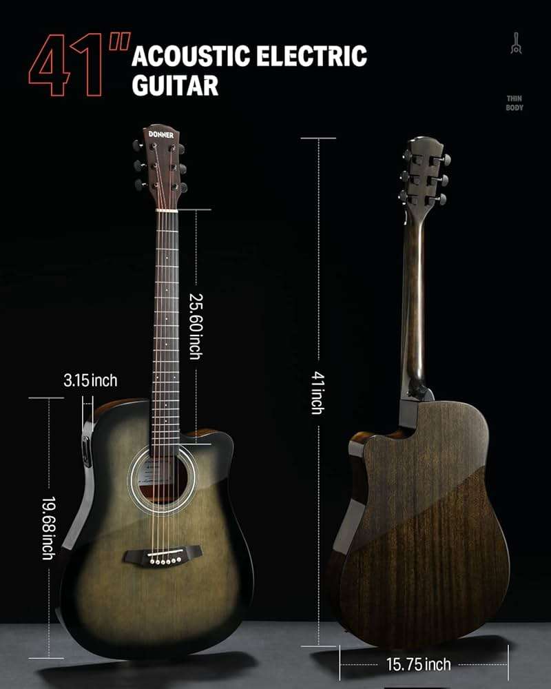 Donner Acoustic Electric Guitar Full Size Kit for Beginner Intermediate with Amplifier Capo Pick Tuner Strings Strap - 41 Inch - Image 3