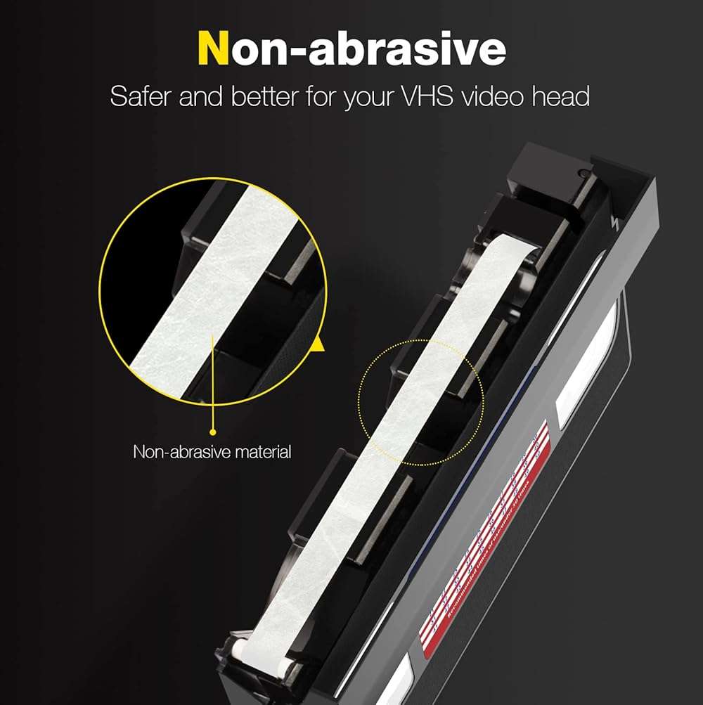 Mwin VHS Head Cleaner for VHS/VCR Players, Dry Technology- No Fluid Reusable Video Head Cleaner Tape - Image 3